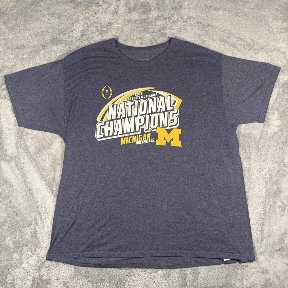 Michigan Wolverines Shirt Mens 2XL Blue NCAA Football Champion 2023 Natl Champs